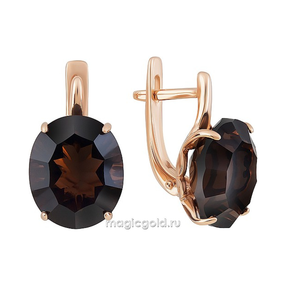 Золотые серьги с раухтопазом № 164377