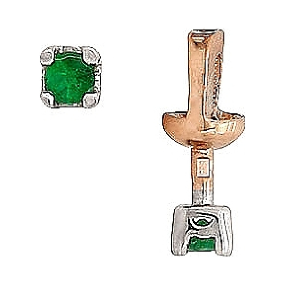 Пуссеты с изумрудом № 26000