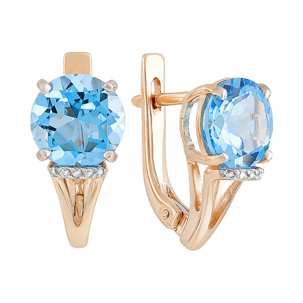Золотые серьги с топазом и фианитом № 129399