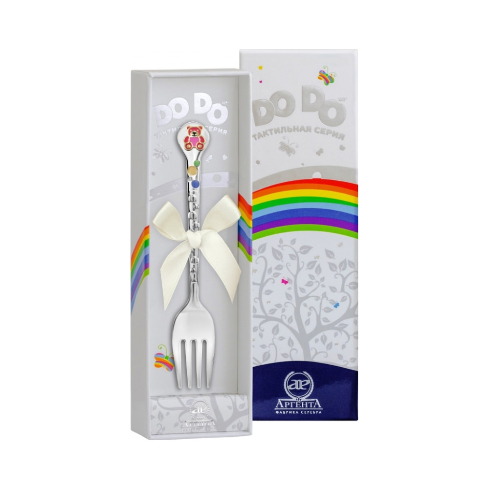 Вилка детская с малиновой эмалью