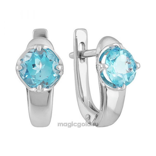 Золотые серьги с топазом и фианитом № 139239