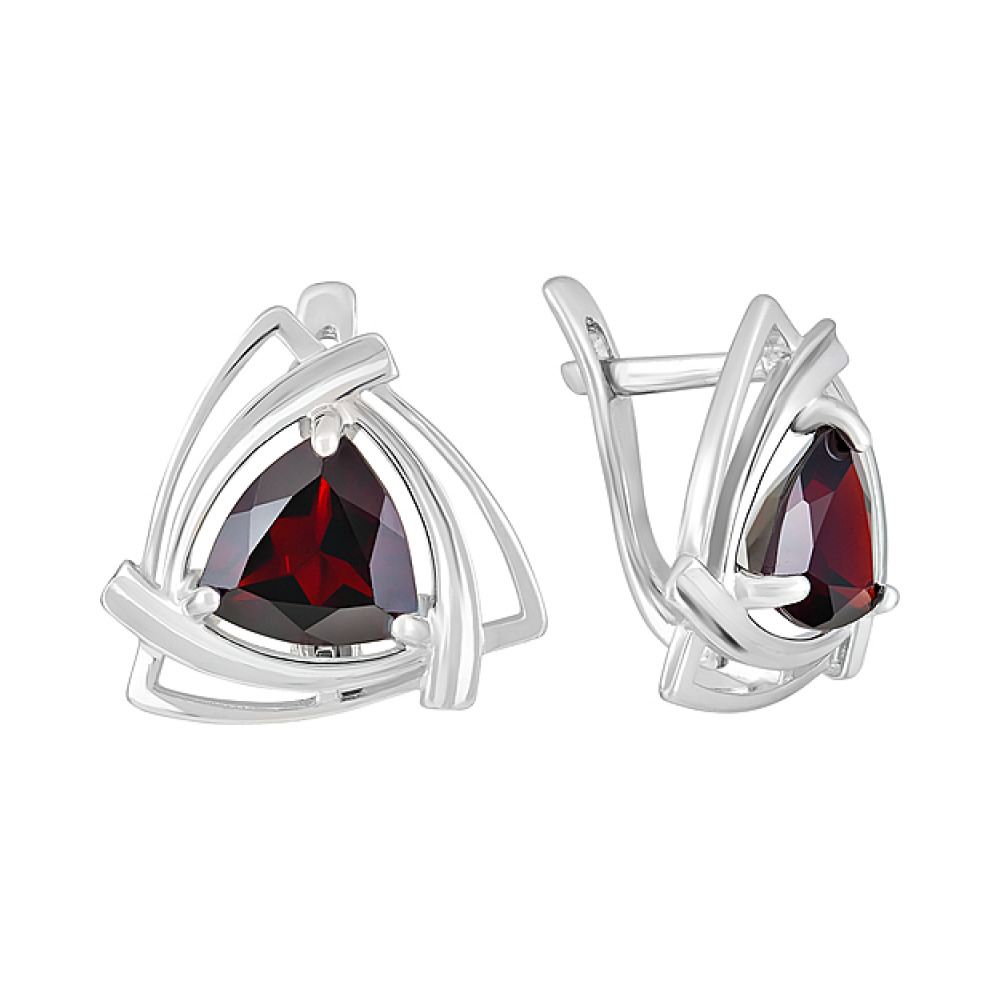 Серебряные серьги с гранатом № 123265