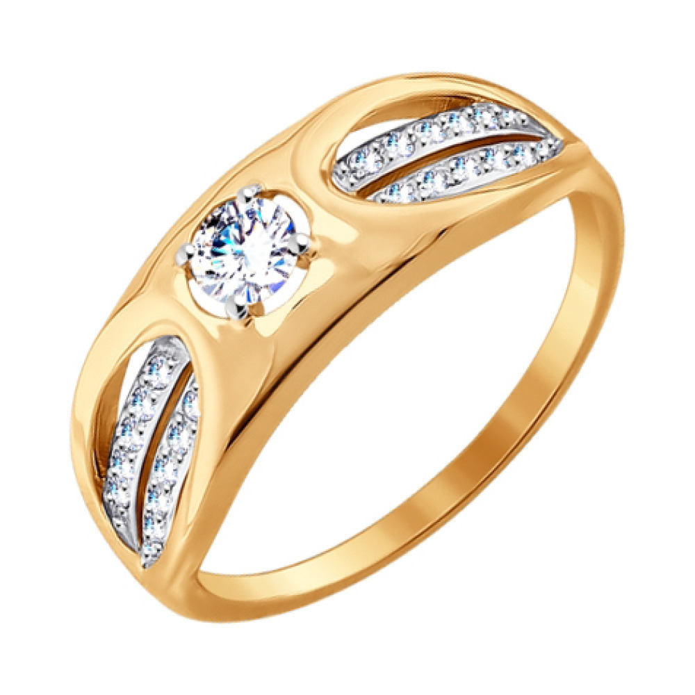 Золотое кольцо с фианитом № 162104
