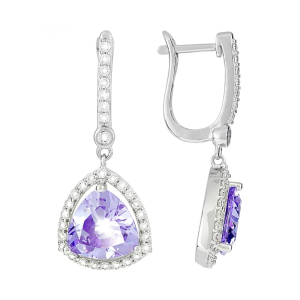 Серебряные серьги с фианитами № 119093