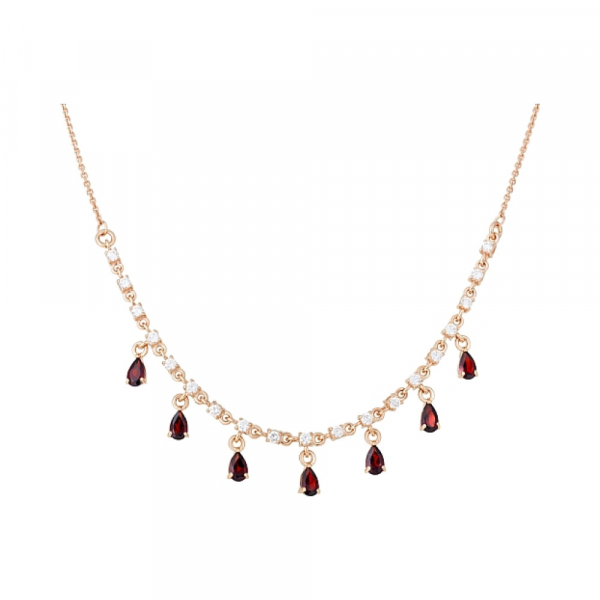Золотое колье с гранатом и фианитом № 113978
