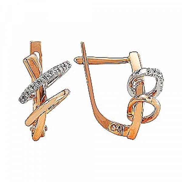 Золотые серьги с бриллиантом № 96325