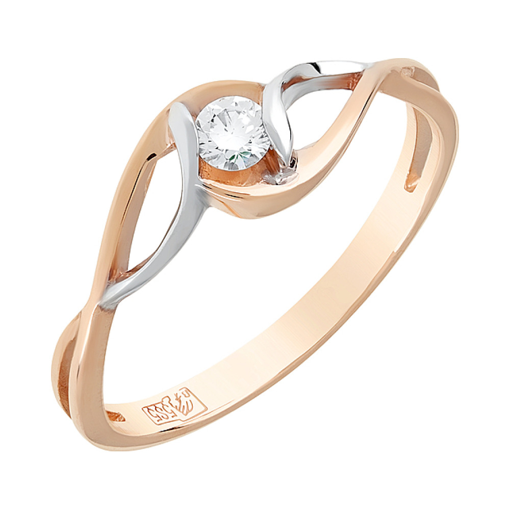 Золотое кольцо с бриллиантом № 120133