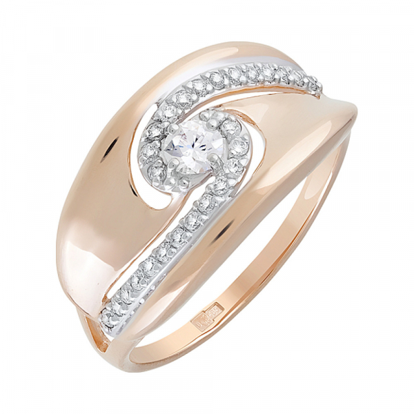 Золотое кольцо с фианитами № 128928