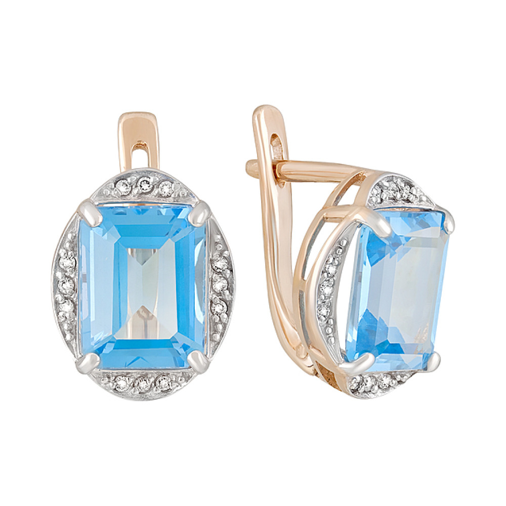 Золотые серьги с топазом и фианитом № 126511