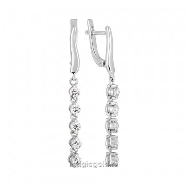 Золотые серьги с бриллиантом № 161530