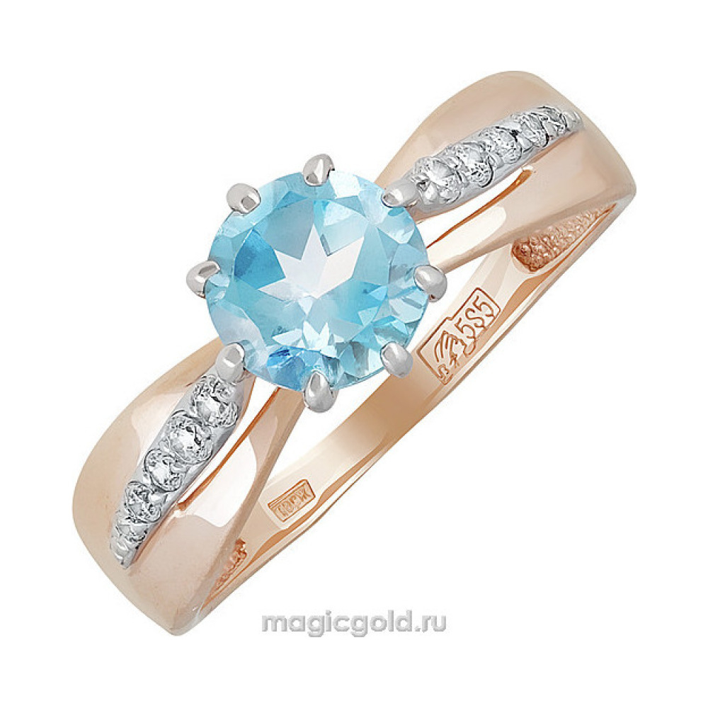 Золотое кольцо с топазом и фианитом № 139431