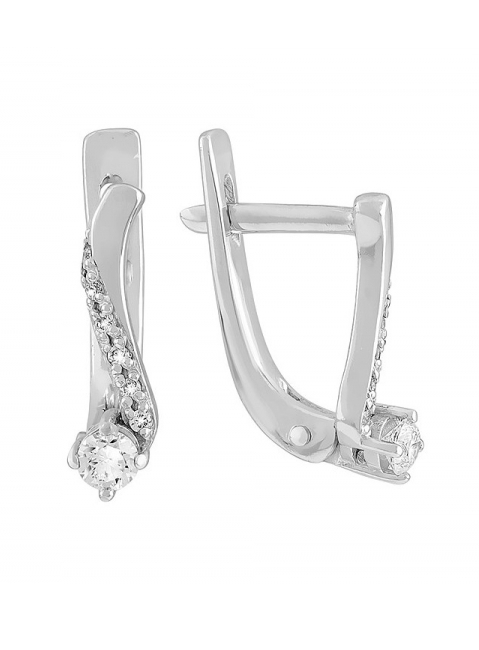 Золотые серьги с бриллиантом № 117147