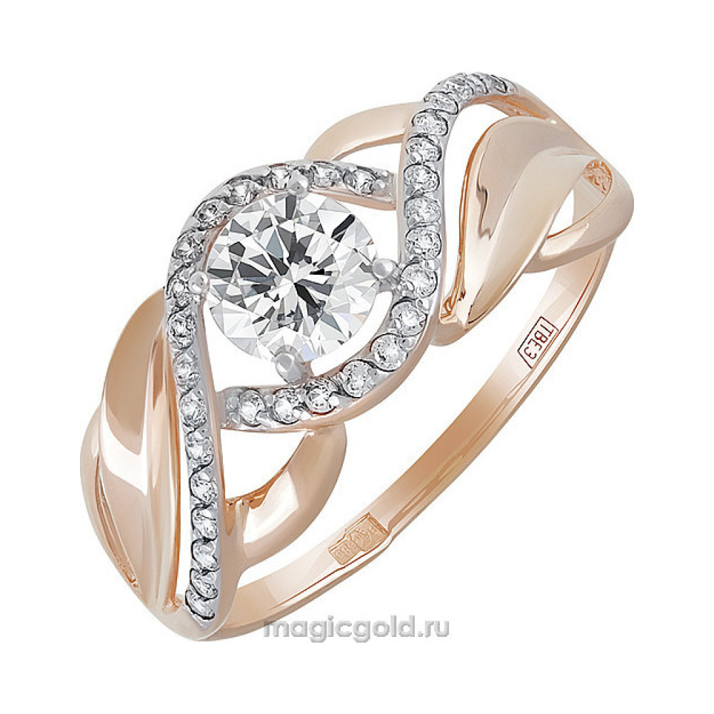 Золотое кольцо с фианитом № 140920