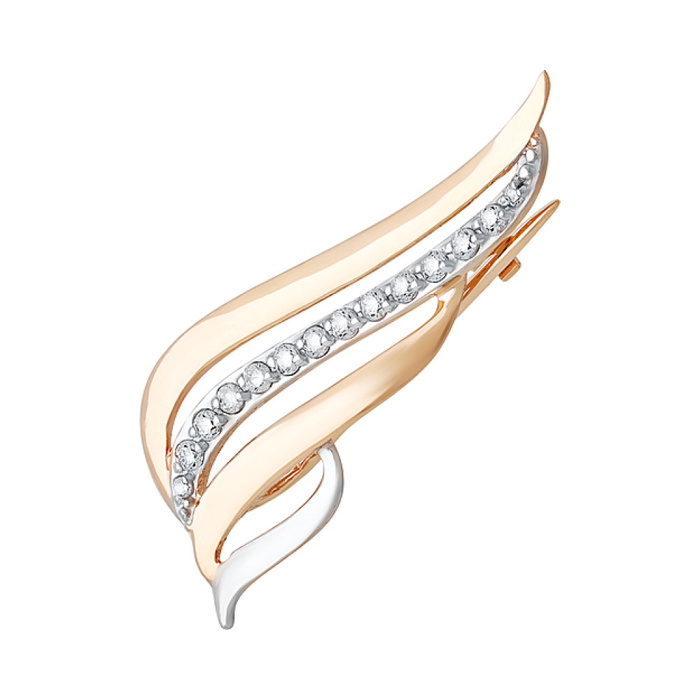 Золотая брошь с фианитами № 129908