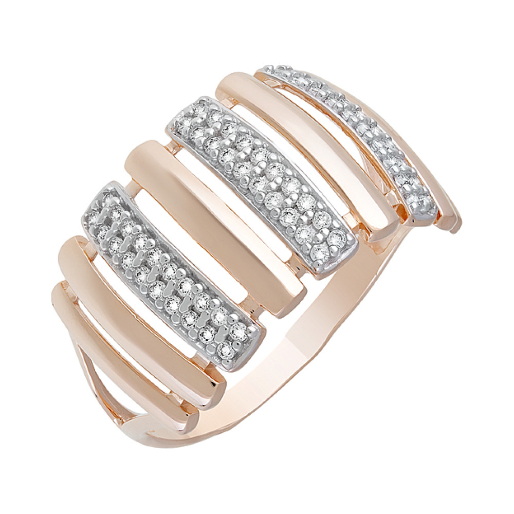 Золотое кольцо с фианитами № 126818