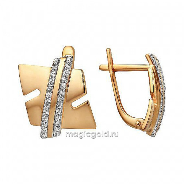 Золотые серьги с фианитом № 174178
