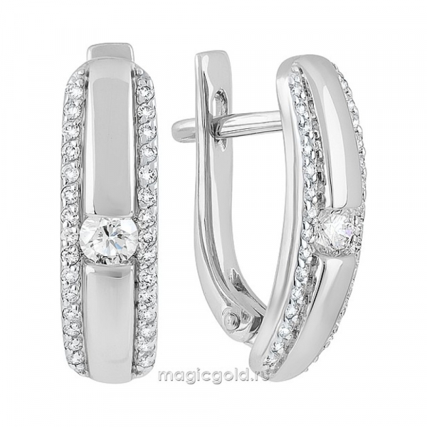 Золотые серьги с бриллиантом № 155950