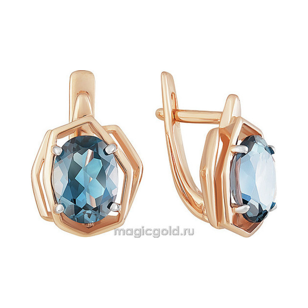 Золотые серьги с топазом № 159630