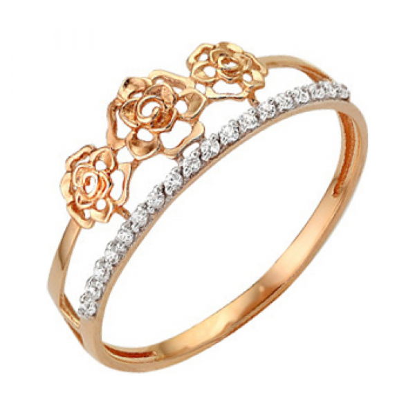 Золотое кольцо с фианитом № 142278