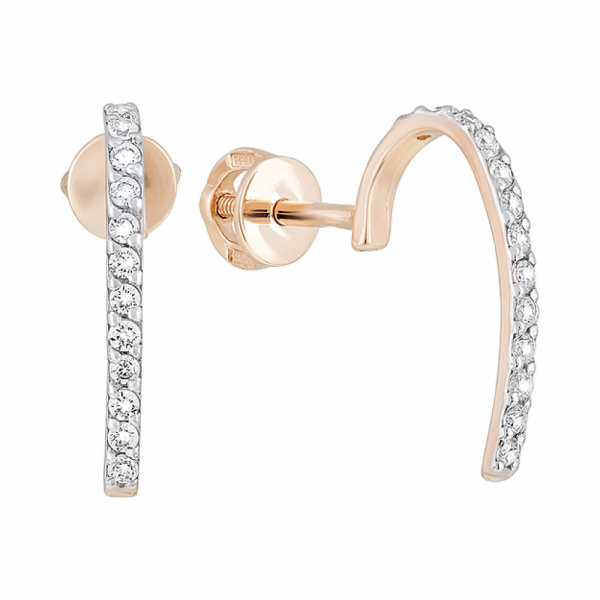 Золотые серьги с фианитами № 126778