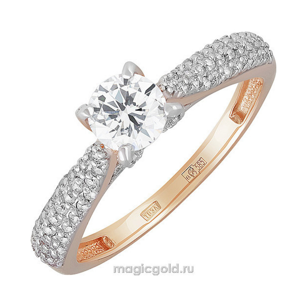 Золотое кольцо с фианитом № 136532
