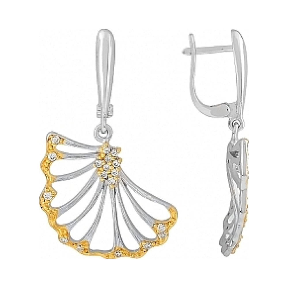 Серебряные серьги с фианитами № 114995