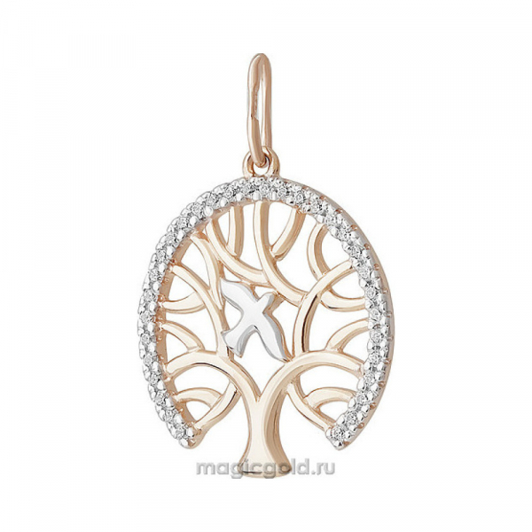 Золотая подвеска с фианитом № 155710
