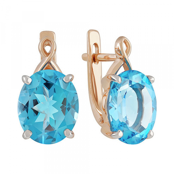 Золотые серьги с топазом № 135128