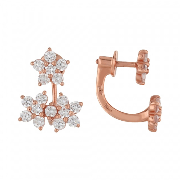 Золотые серьги с фианитом № 95907