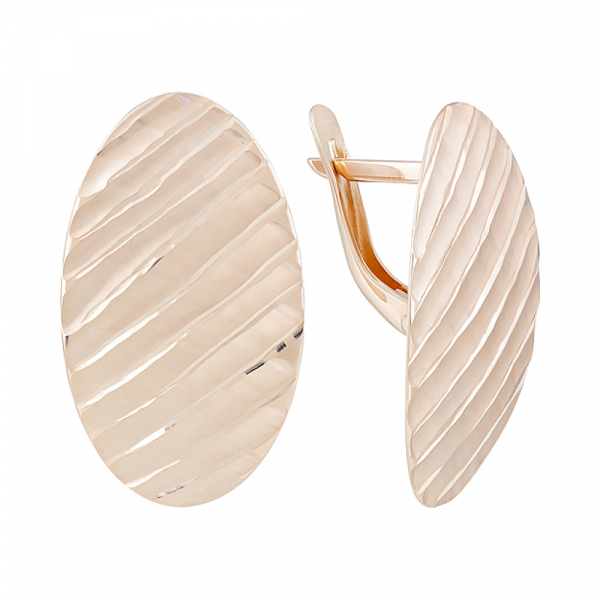 Золотые серьги без камня с алмазкой № 124367