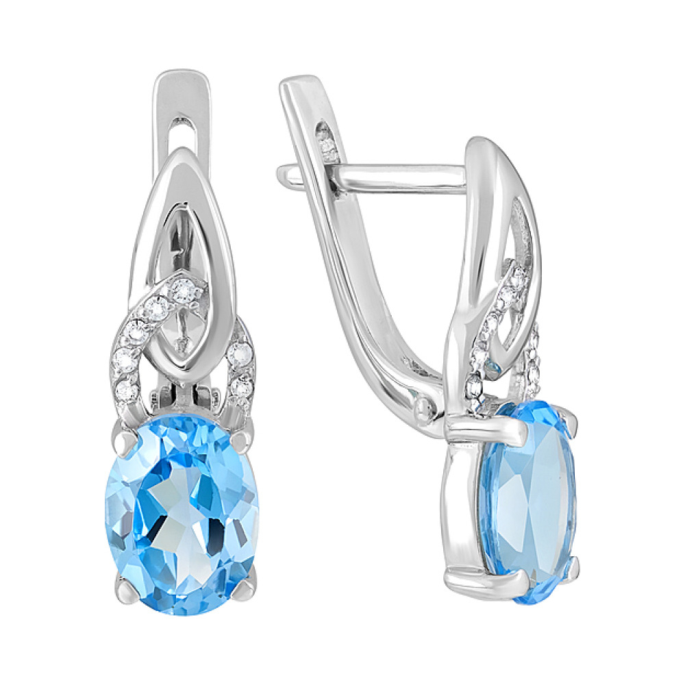 Золотые серьги с топазом и фианитом № 127522