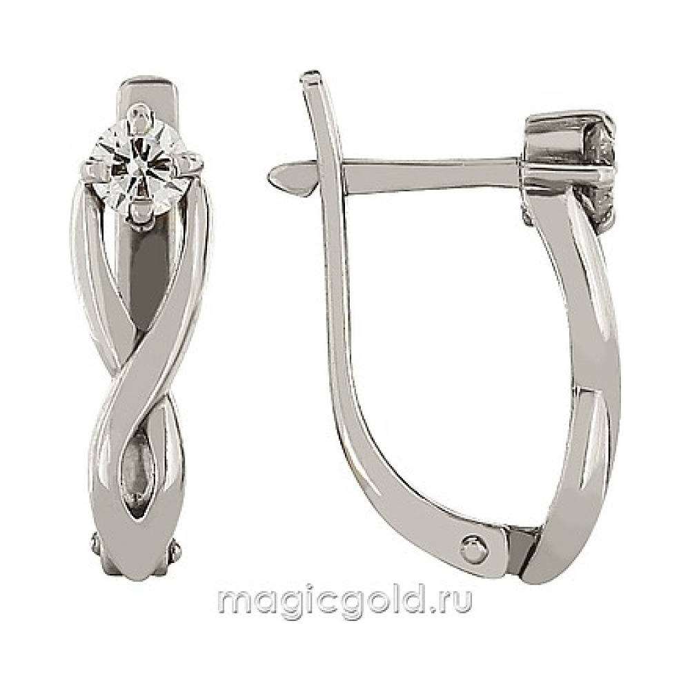 Золотые серьги с бриллиантом № 73250