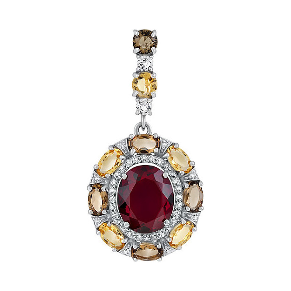 Серебряная подвеска с алпанитом и фианитом № 133318