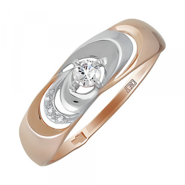 Золотое кольцо с фианитом № 137910