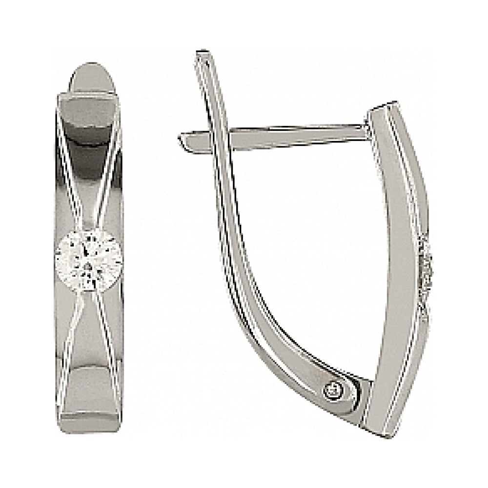 Золотые серьги с бриллиантом № 102853