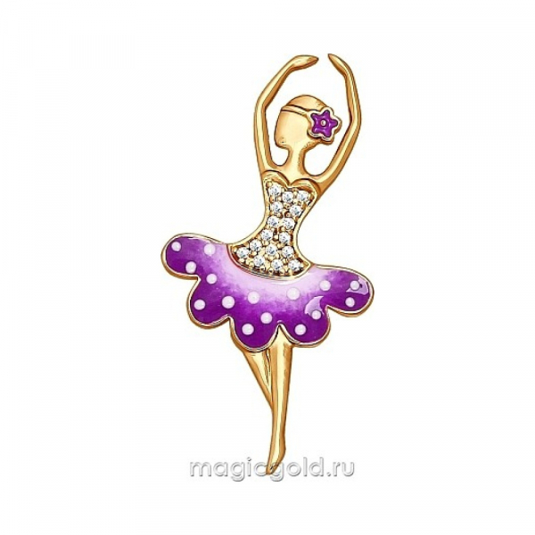 Серебряная подвеска с фианитом, эмалью и золотым покрытием № 138462