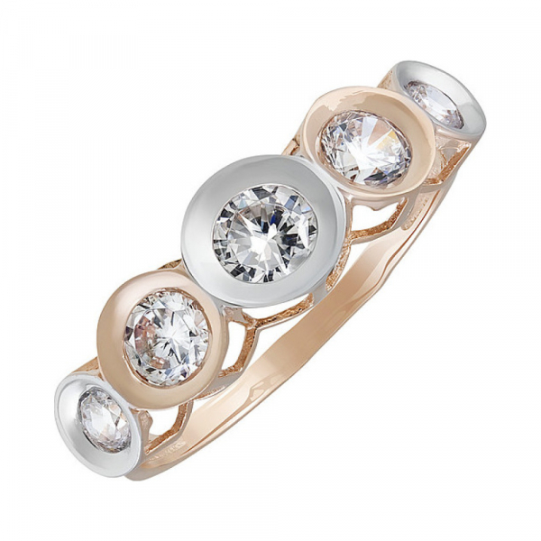 Золотое кольцо с фианитом № 135254