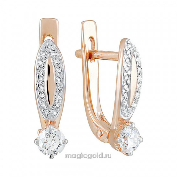 Золотые серьги с бриллиантом № 160832