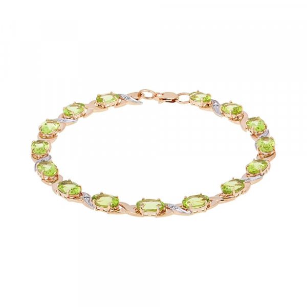 Золотой браслет с хризолитом и фианитом № 110090