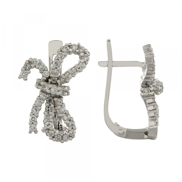 Серебряные серьги с фианитом № 83381