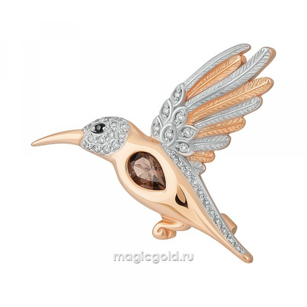 Золотая брошь с раухтопазом  № 164303