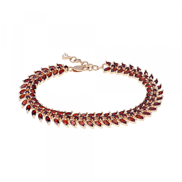 Золотой браслет с гранатом и фианитом № 124230