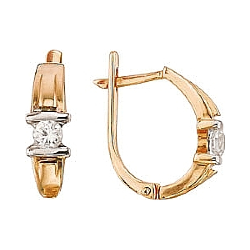 Золотые серьги с бриллиантом № 65777