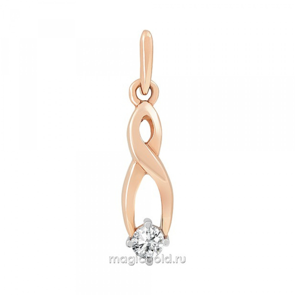 Золотая подвеска с бриллиантом № 140285