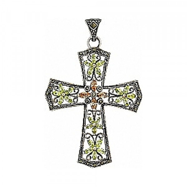 Серебряная подвеска с фианитом и марказитом № 80853