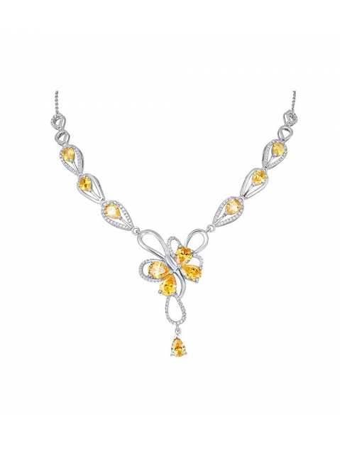 Серебряное колье с фианитом № 126625