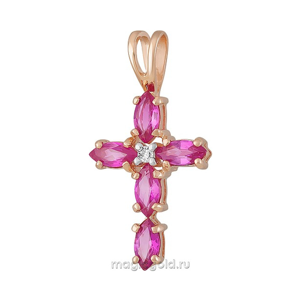 Золотая подвеска с бриллиантом и рубином № 162296