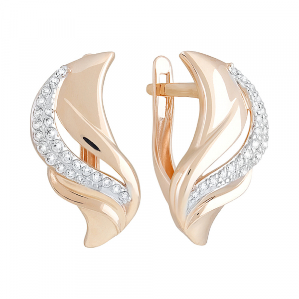 Золотые серьги с фианитами № 127584