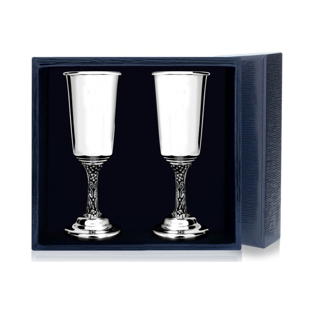 Набор серебряных рюмок «Виноград» с чернением из 2 предметов пр.925