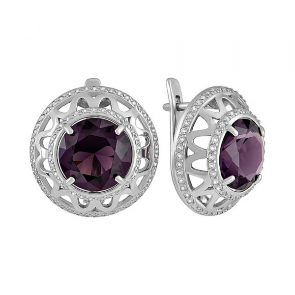 Серебряные серьги с алпанитом и фианитом № 135035